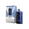 Blue razz ice nv30k disposable vape by RIA VAPE with leather grip and curved screen, front view