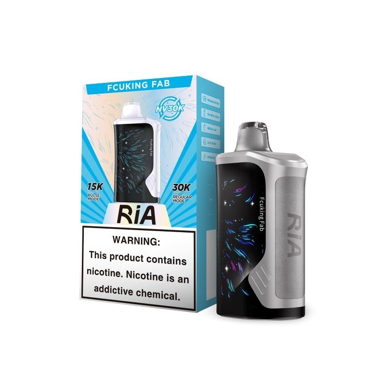 fcuking-fab-ria-nv30k Ria nv30k fab flavor disposable vape, the FCuking Fab edition of the RIA NV30K, studio shot